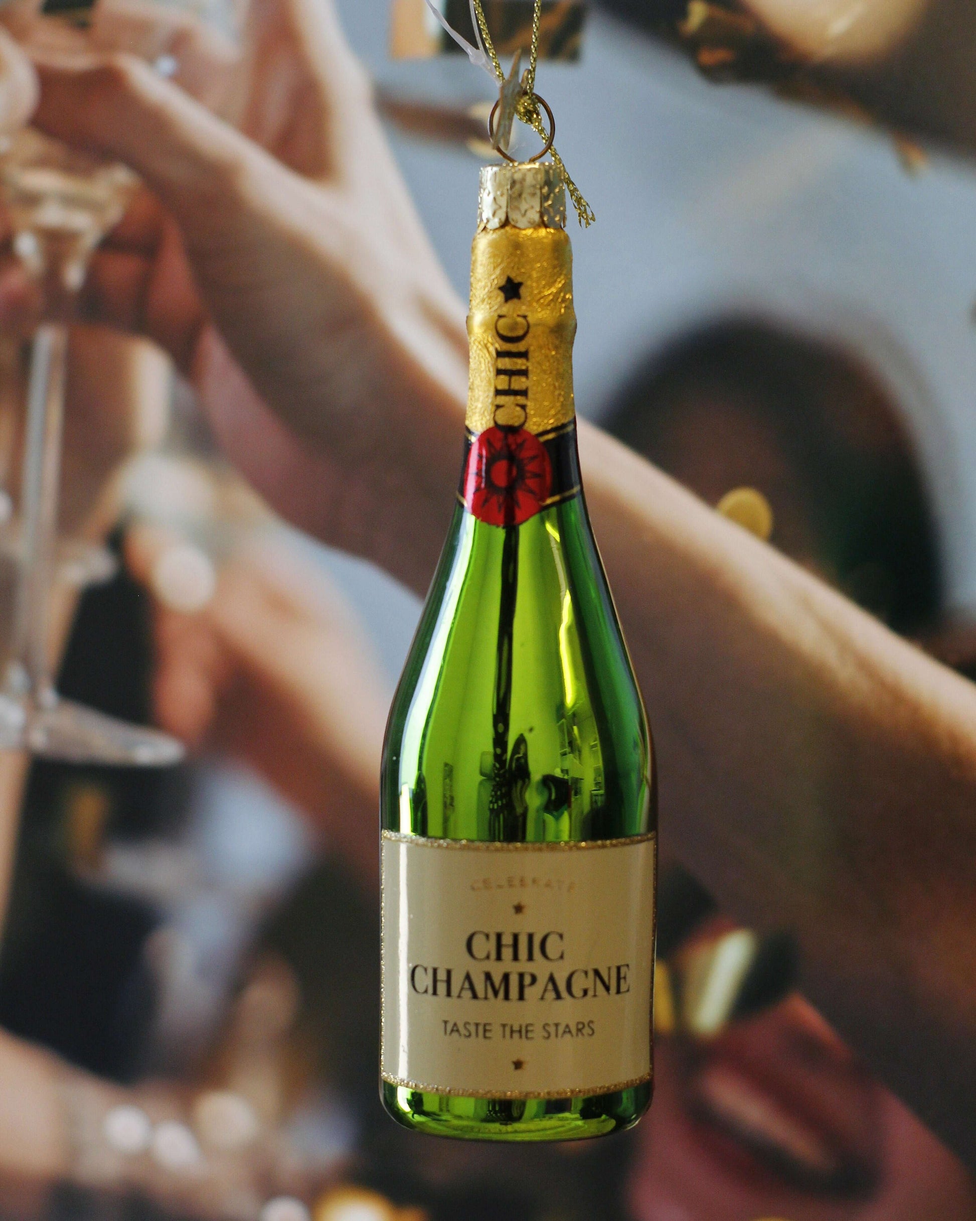 kerstbal champagne fles