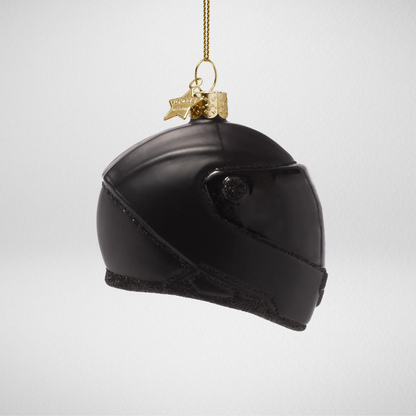 Kerstbal motorhelm – Zwart motor ornament met glitters