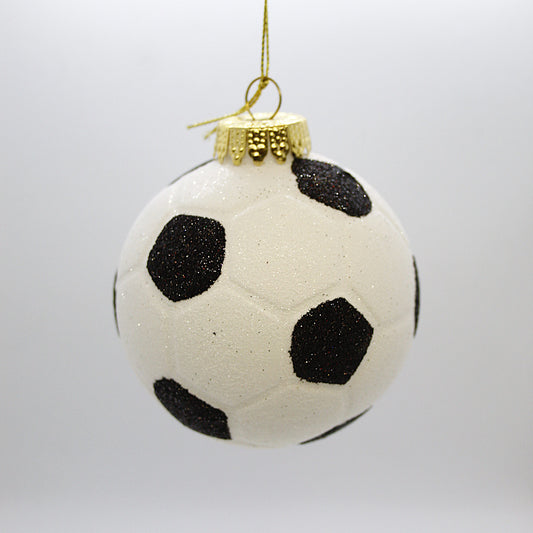 Voetbal Kerstbal – Glazen Sport Ornament 8 cm