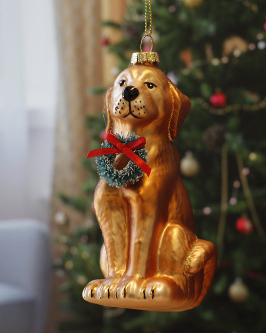 kerstbal hond golden retriever